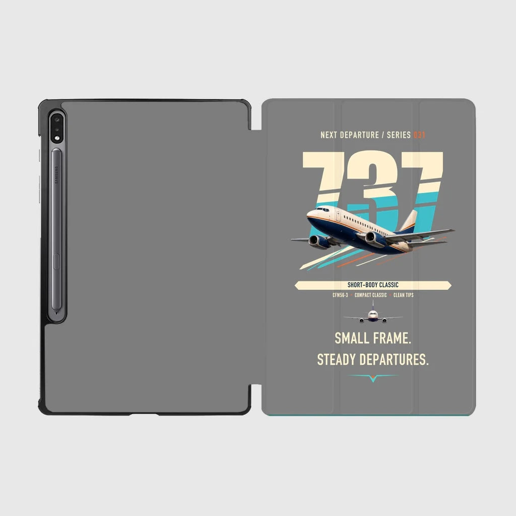 Boeing 737-500 Classic design on gray samsung tablet tablet case