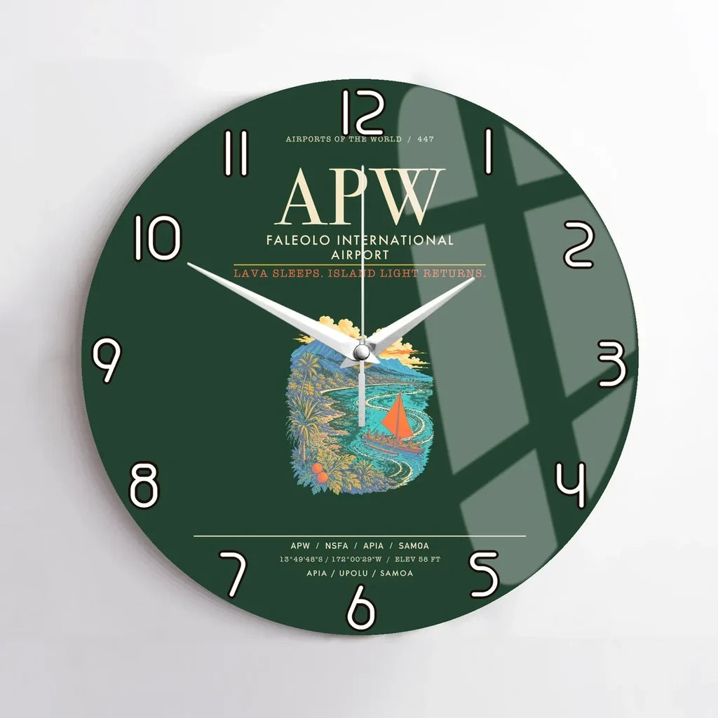 Faleolo International Airport APW Wall-Clock No-Frame - Dark Green
