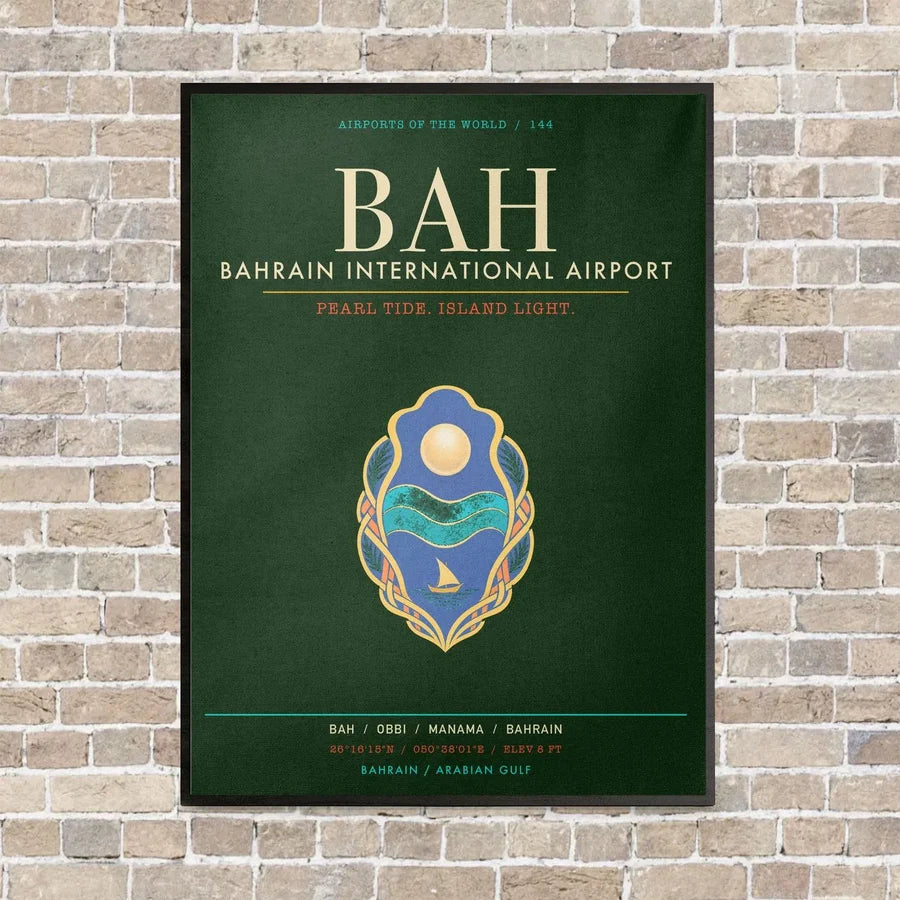Bahrain International Airport BAH - Canvas Framed - Dark Green