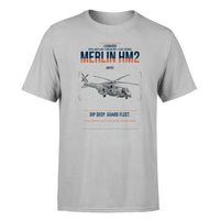 Thumbnail for Leonardo AW101 Merlin HM2 design on light gray t-shirt, single-side print