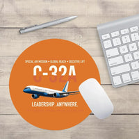 Thumbnail for C-32A Air Force Two Global Reach design on orange round mouse pad