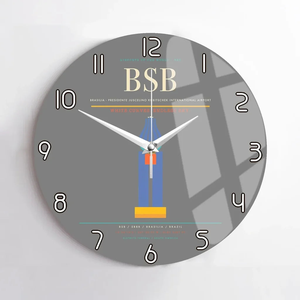 Brasilia - Presidente Juscelino Kubitschek International Airport BSB Wall-Clock No-Frame - Gray