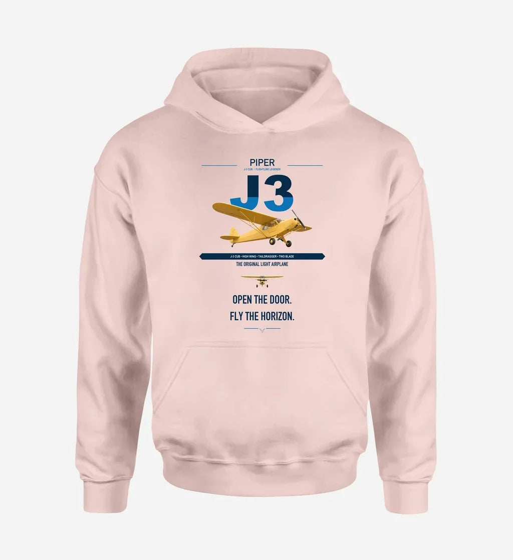Piper J-3 Cub design on pink double-side hoodie, single-side print