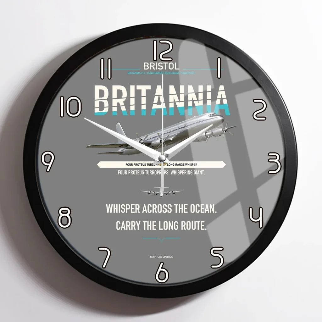 Bristol Britannia 312 design on gray framed wall clock