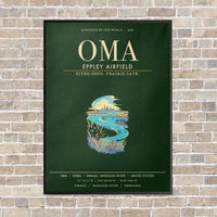 Thumbnail for Omaha Eppley Airfield OMA - Canvas Framed - Dark Green