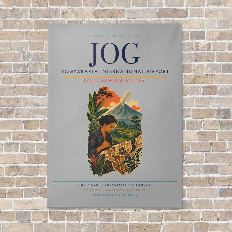 Yogyakarta International Airport JOG vertical canvas print - no frame - light gray background