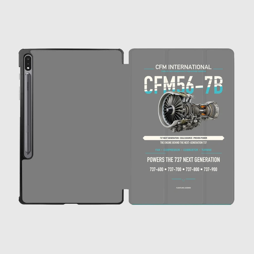 CFM56-7B design on gray samsung tablet tablet case