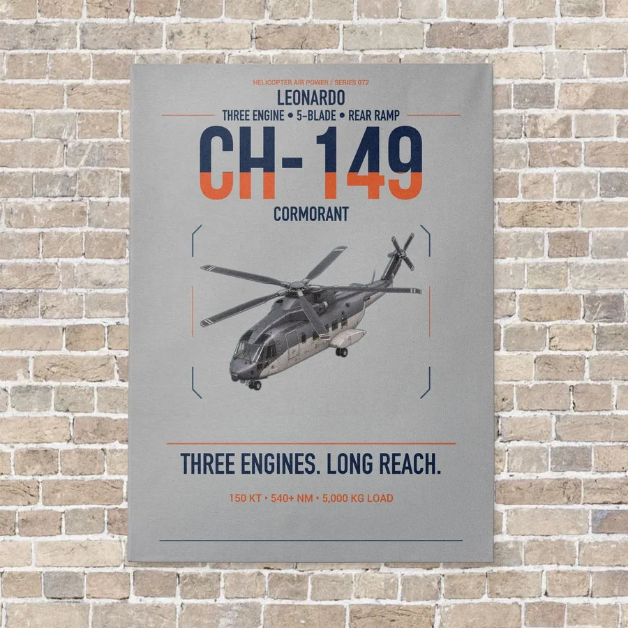 Leonardo CH-149 Cormorant vertical canvas print - no frame - light gray background