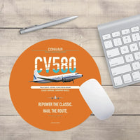 Thumbnail for Convair 580 design on orange round mouse pad