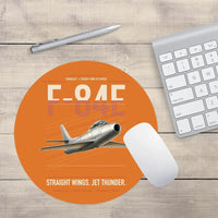 Thumbnail for F-84E Thunderjet design on orange round mouse pad