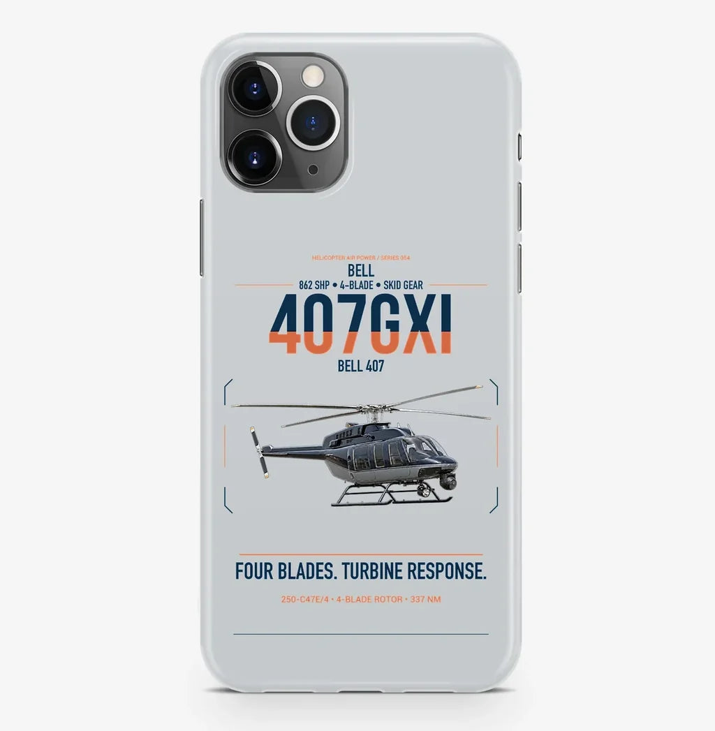 Bell 407GXi design on light gray magsafe iphone case, for iPhone Pro Max