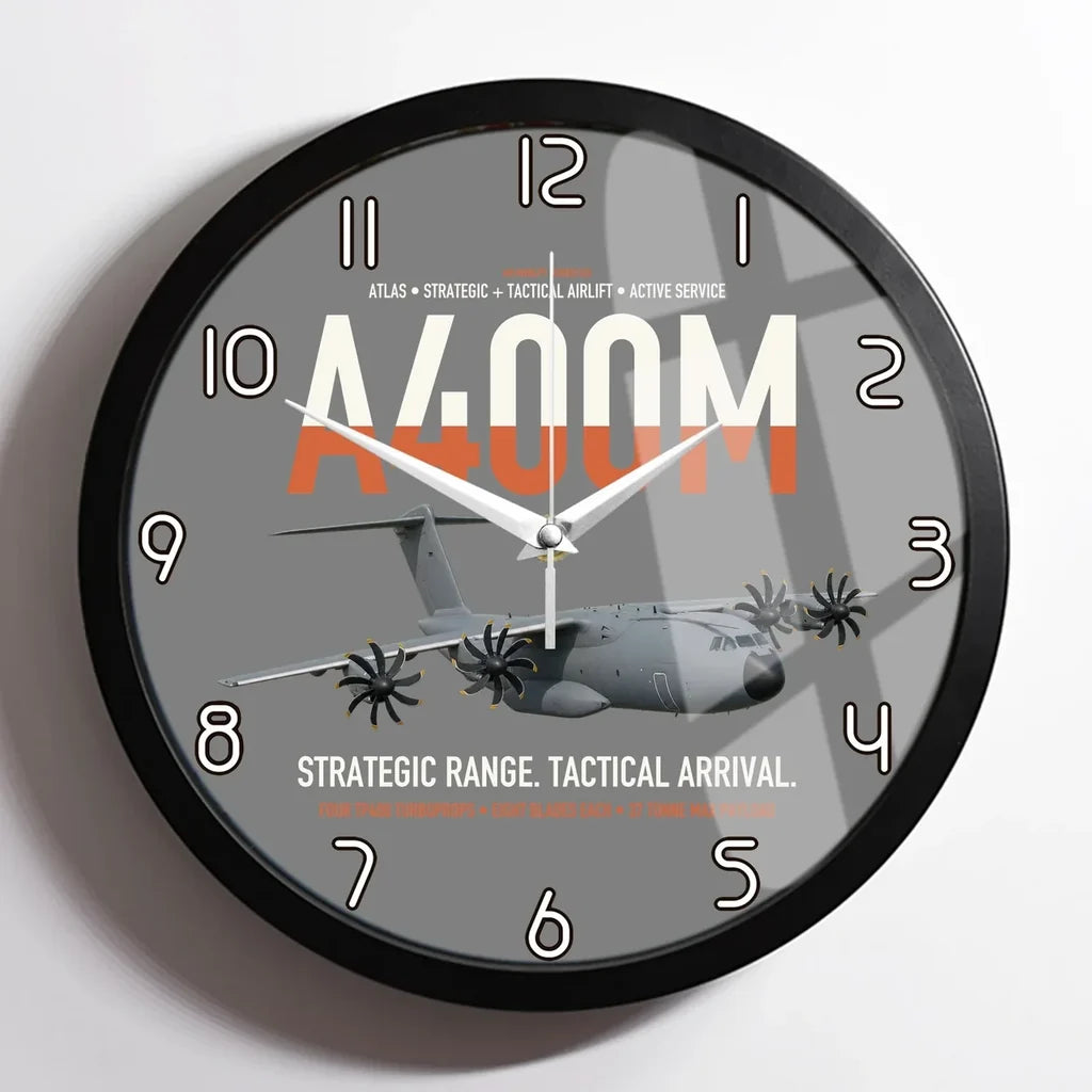 Airbus A400M Atlas design on gray framed wall clock