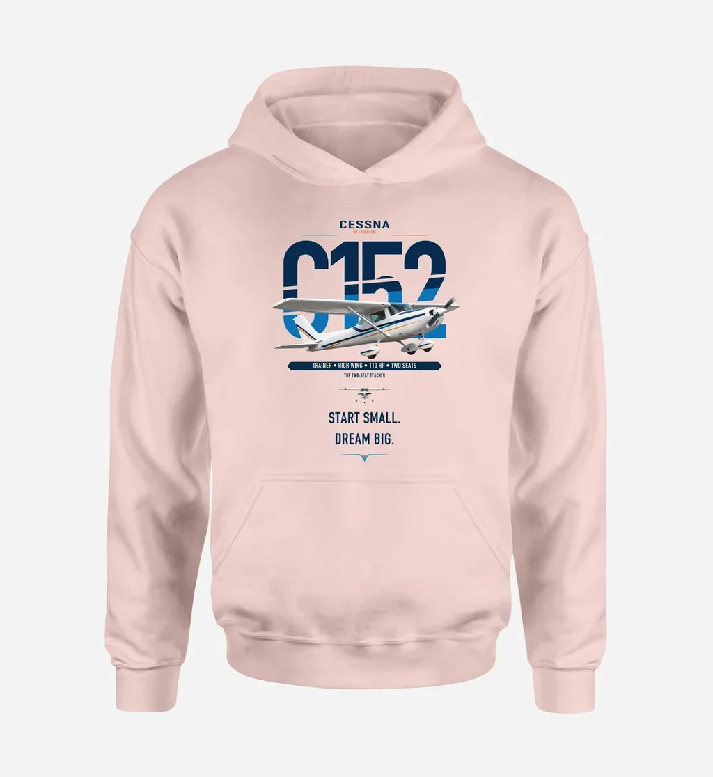 Cessna 152 design on pink double-side hoodie, single-side print