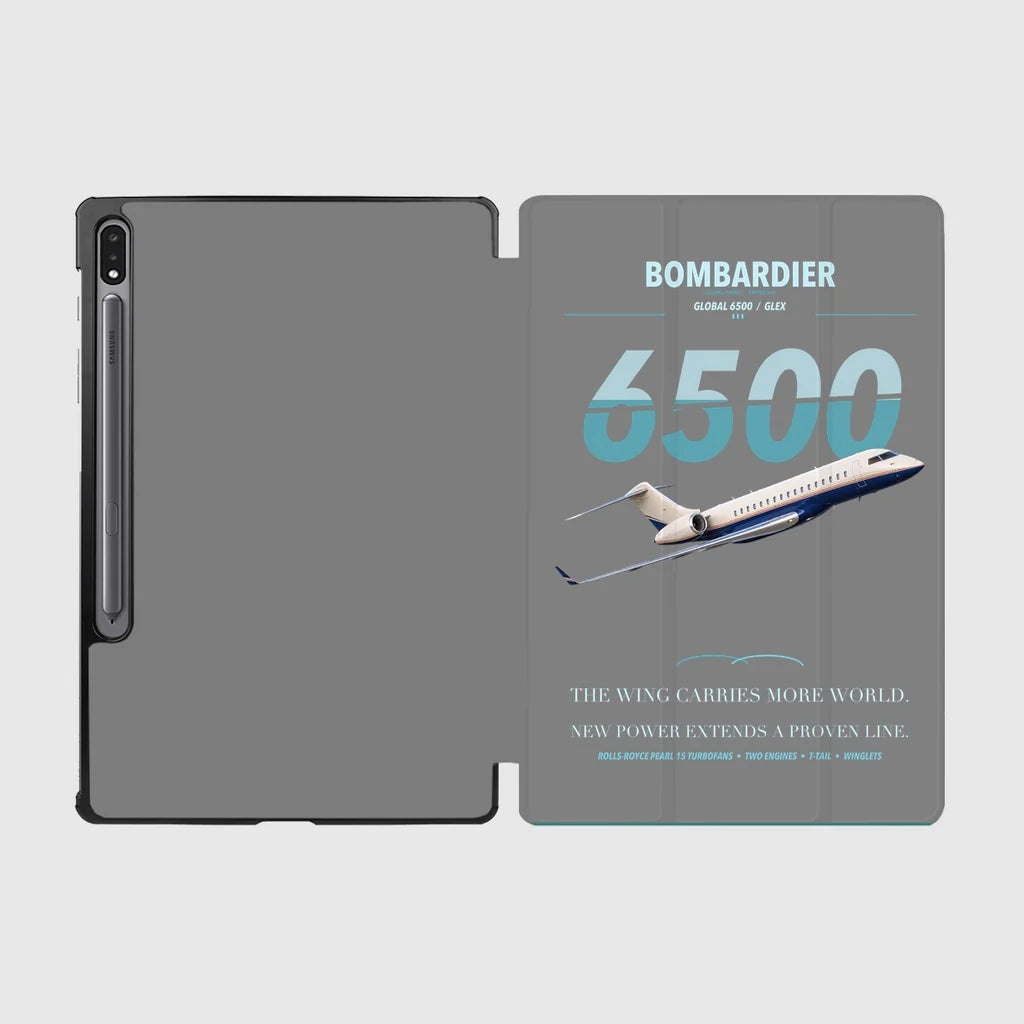 Bombardier Global 6500 design on gray samsung tablet tablet case