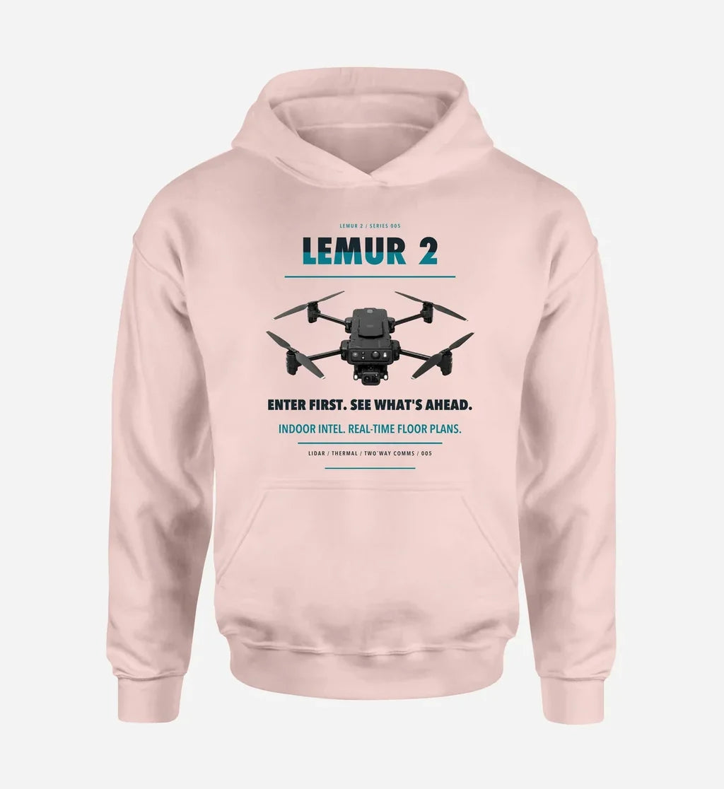 BRINC LEMUR 2 design on pink hoodie single side