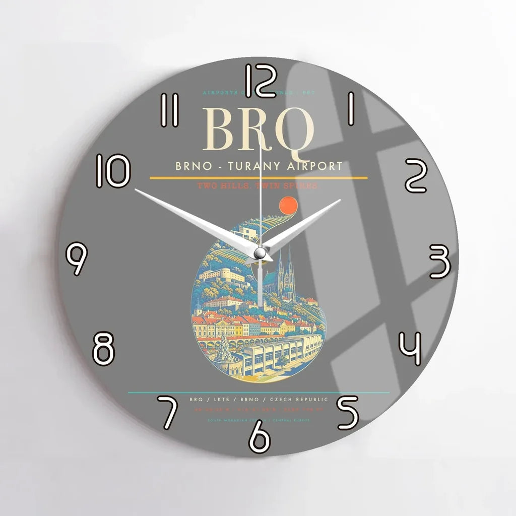 Brno - Turany Airport BRQ Wall-Clock No-Frame - Gray