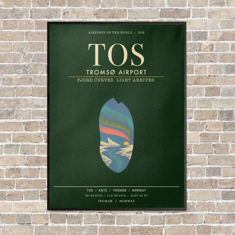 Troms Airport TOS - Canvas Framed - Dark Green