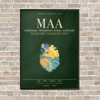 Thumbnail for Chennai International Airport MAA - Canvas Framed - Dark Green