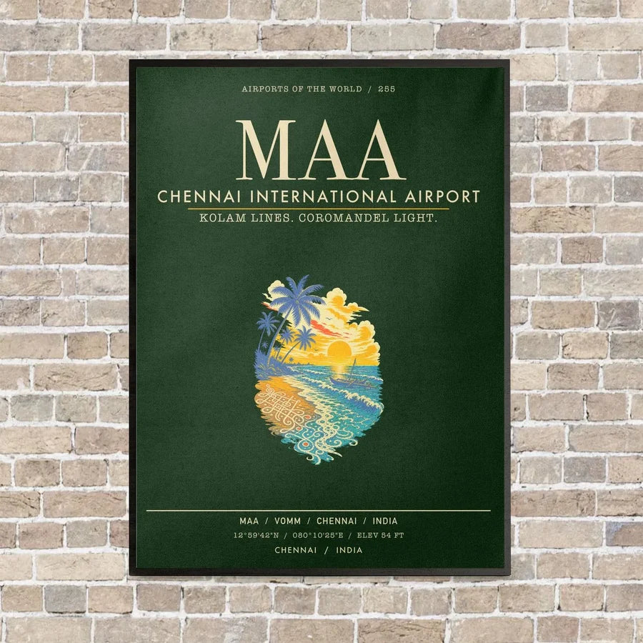 Chennai International Airport MAA - Canvas Framed - Dark Green