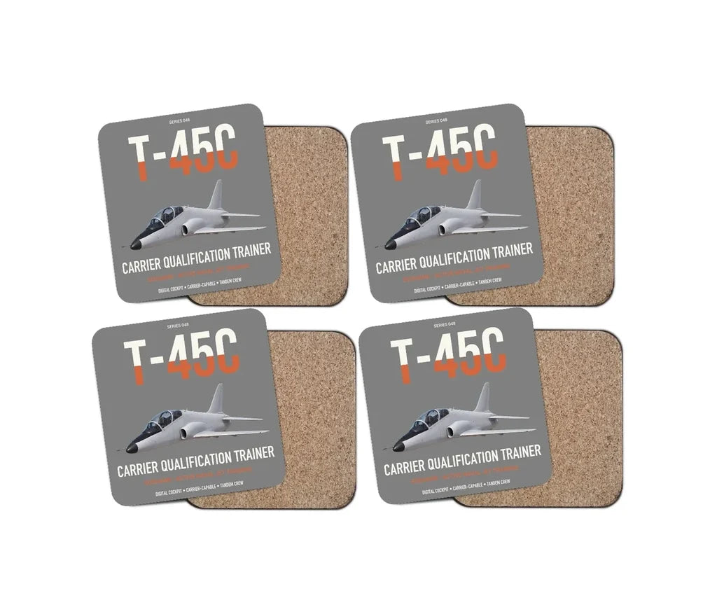 T-45C Goshawk design on gray 4 pieces set coaster