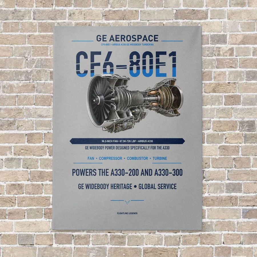 CF6-80E1 vertical canvas print - no frame - light gray background