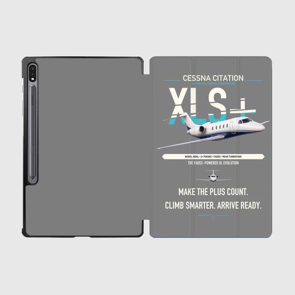 Cessna Citation XLSPlus design on gray samsung tablet tablet case