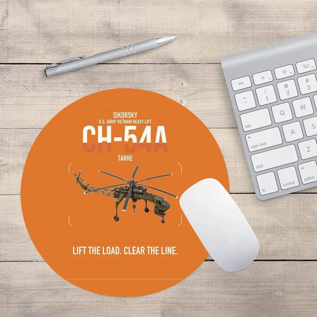 Sikorsky CH-54A Tarhe design on orange round mouse pad