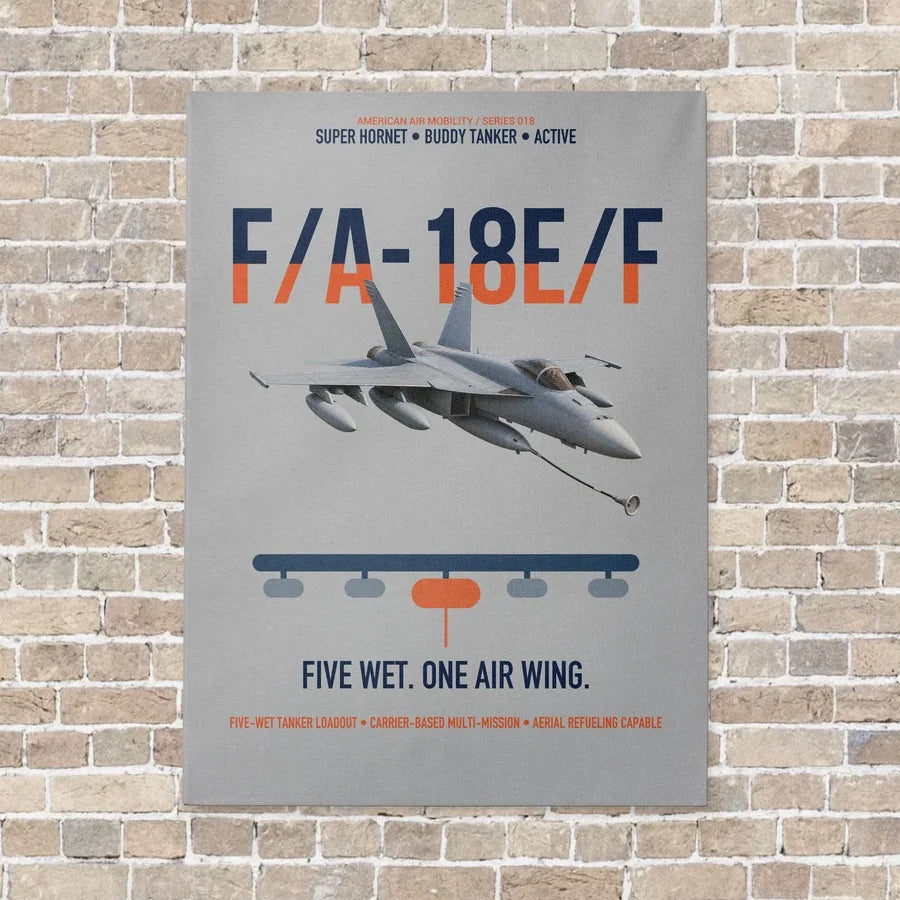 F A-18E F Buddy Tanker vertical canvas print - no frame - light gray background