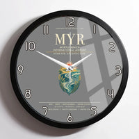 Thumbnail for Myrtle Beach International Airport (MYR) design on gray framed wall clock