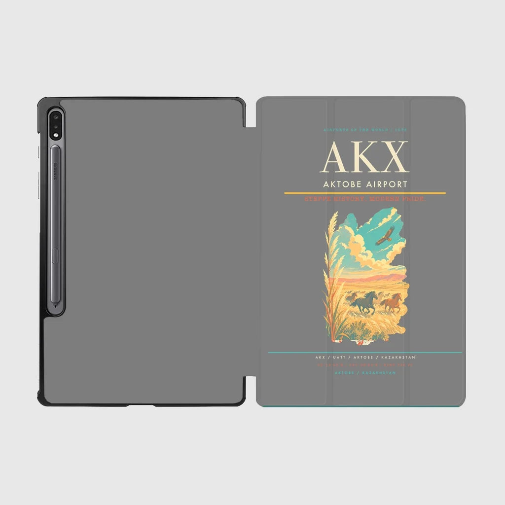 Aktobe Airport (AKX) design on gray samsung tablet tablet case