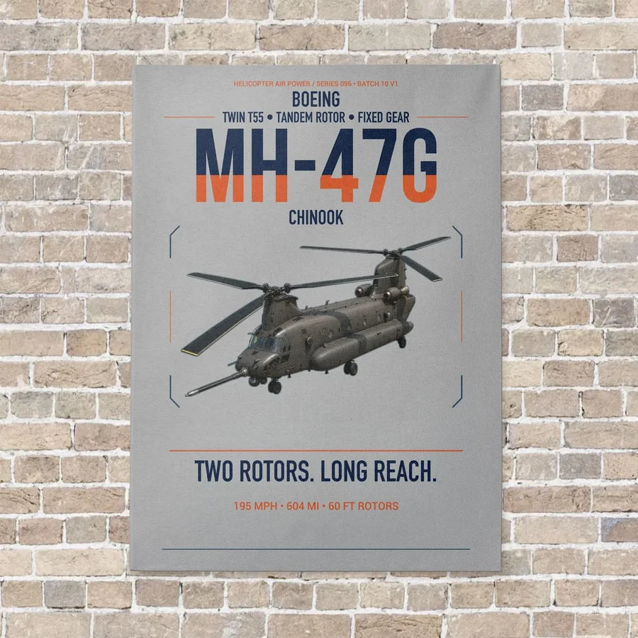Boeing MH-47G Chinook vertical canvas print - no frame - light gray background