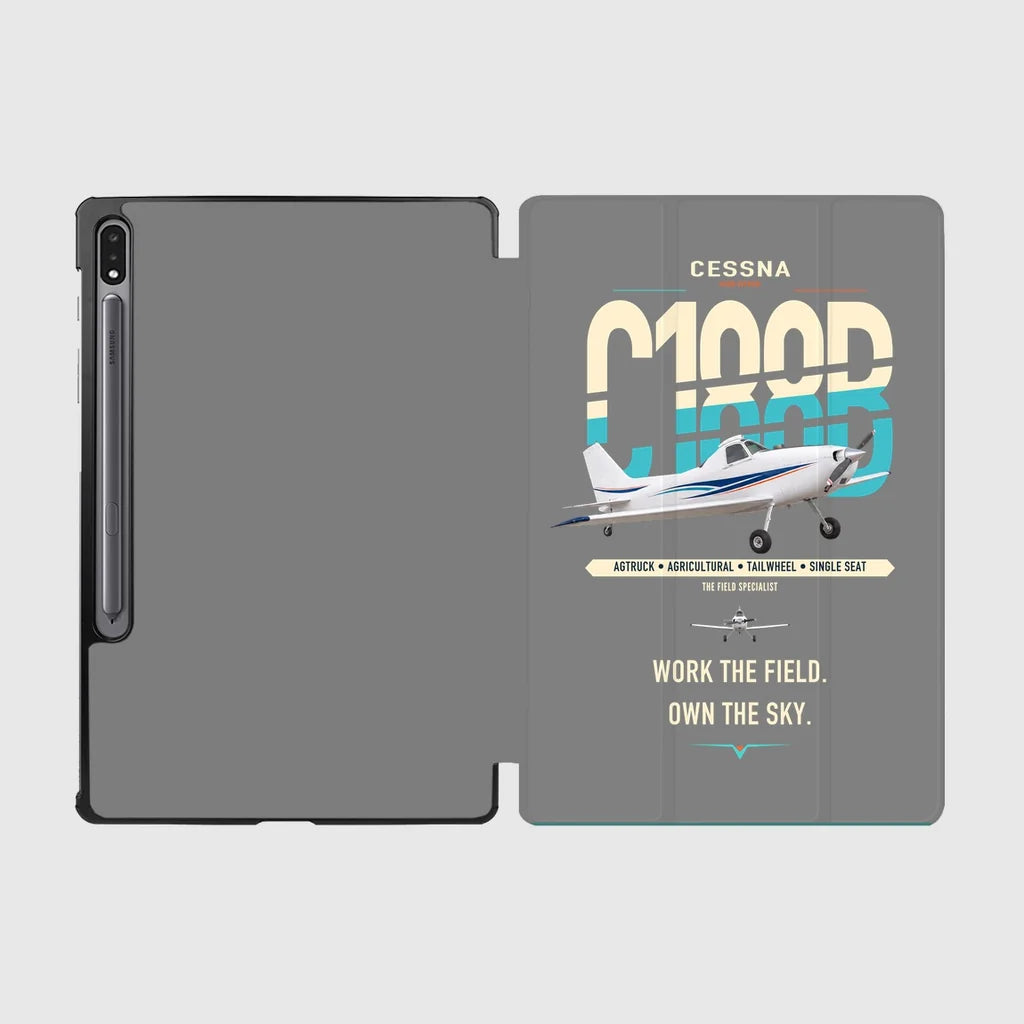 Cessna A188B AgTruck design on gray samsung tablet tablet case