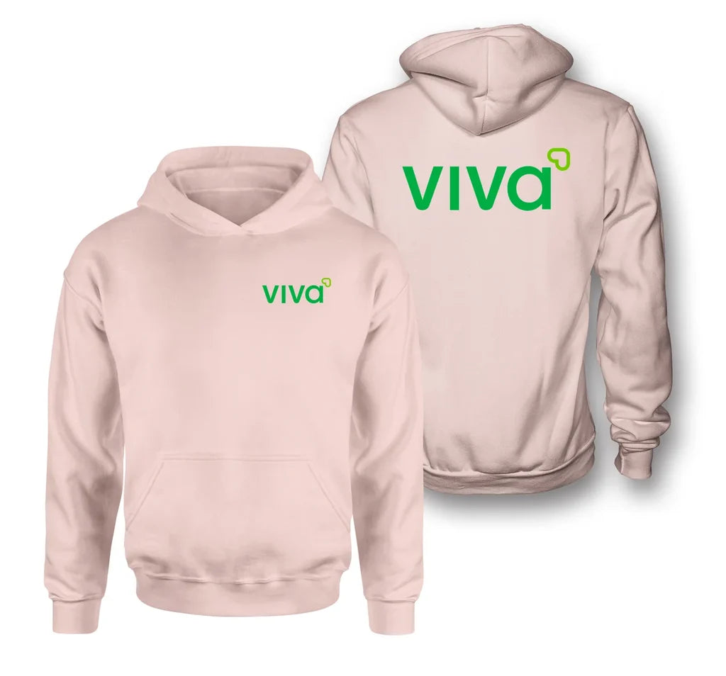 Viva Aerobus logo on pink double side hoodie