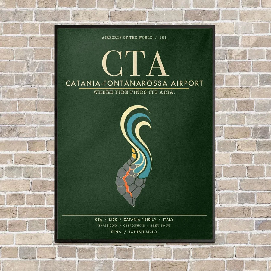 Catania-Fontanarossa Airport CTA - Canvas Framed - Dark Green