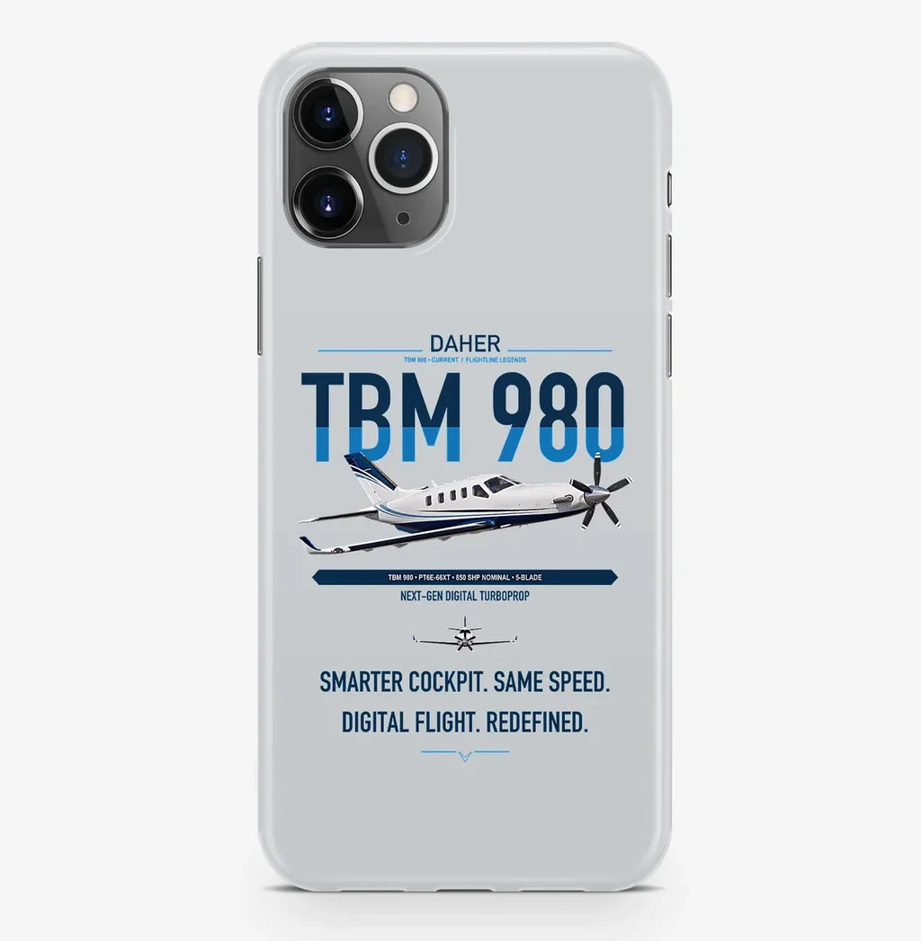 Daher TBM 980 design on light gray magsafe iphone case, for iPhone Pro Max