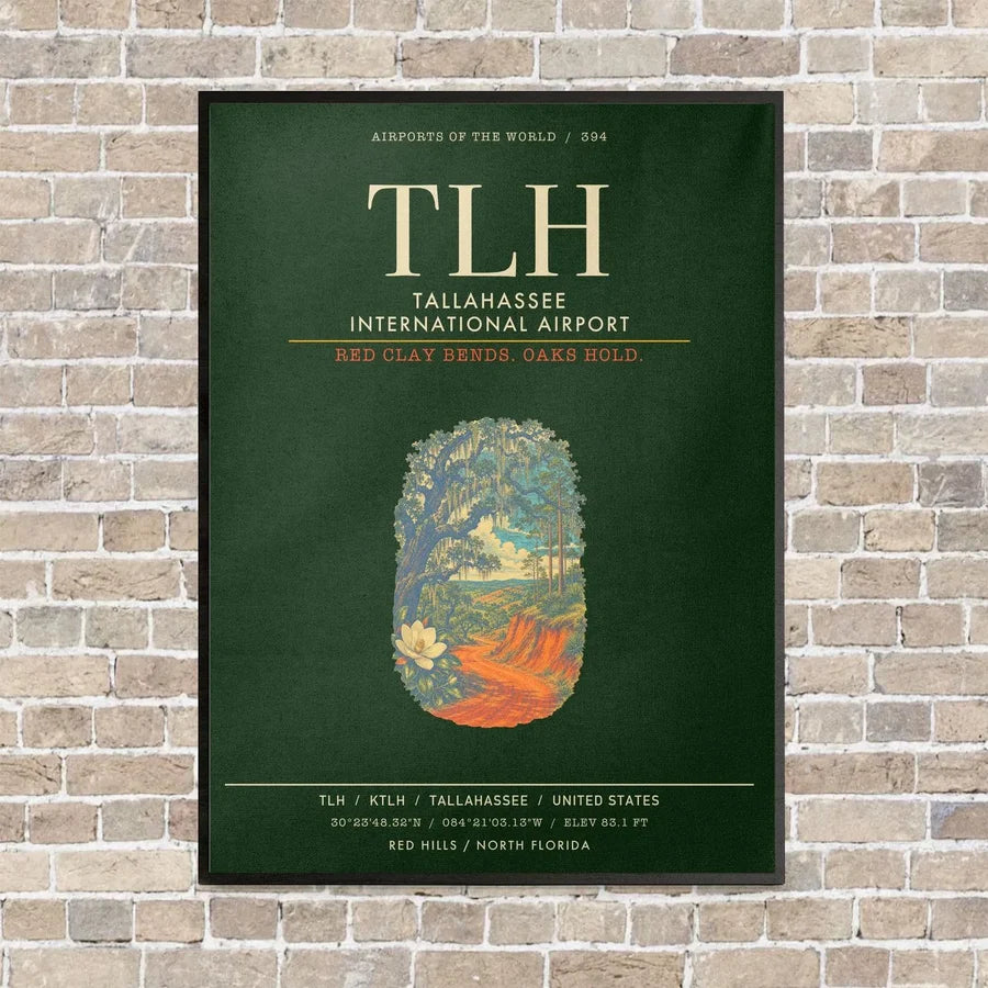 Tallahassee International Airport TLH - Canvas Framed - Dark Green