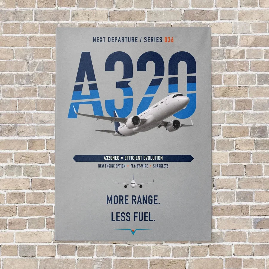 Airbus A320neo vertical canvas print - no frame - light gray background
