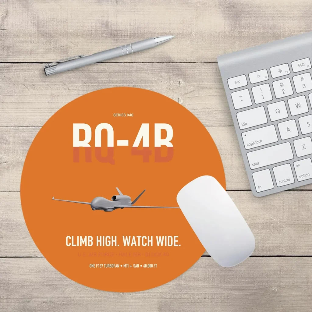 RQ-4B Global Hawk design on orange round mouse pad