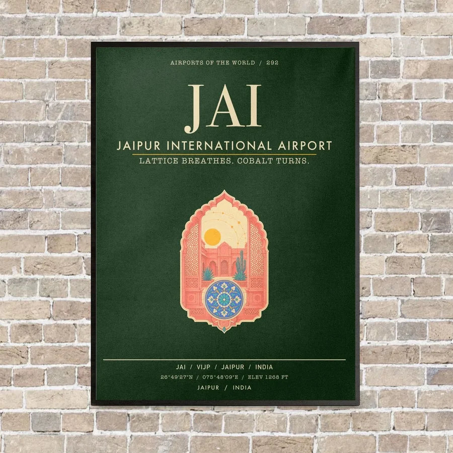 Jaipur International Airport JAI - Canvas Framed - Dark Green