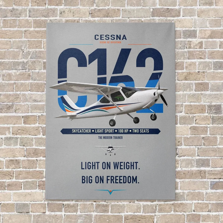 Cessna 162 Skycatcher vertical canvas print - no frame - light gray background
