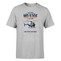 Thumbnail for MD Helicopters MD 530F design on light gray t-shirt, single-side print