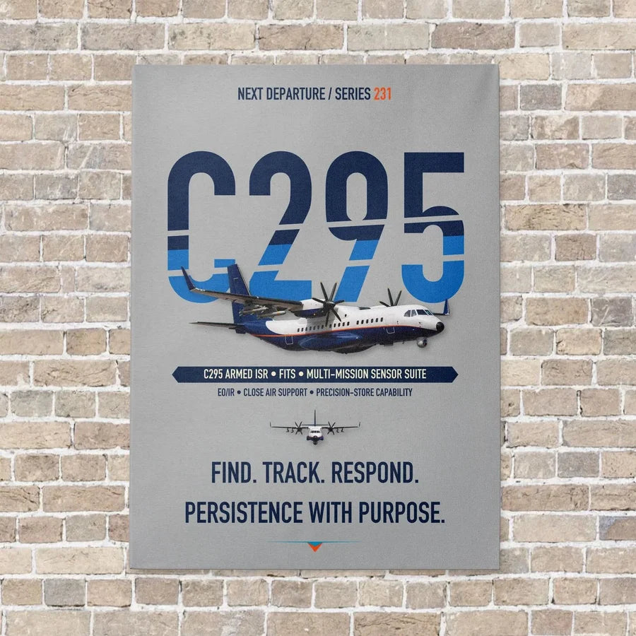 Airbus C295 Armed ISR vertical canvas print - no frame - light gray background