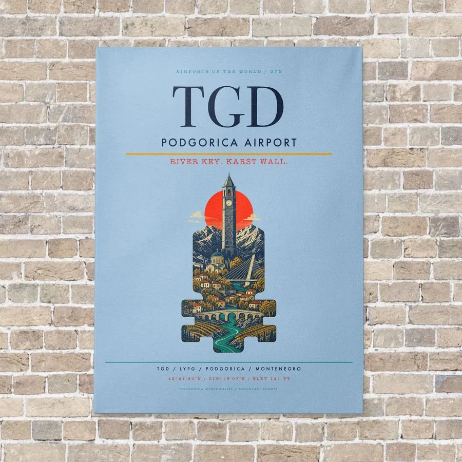 Podgorica Airport TGD - Canvas No Frame - Light Blue
