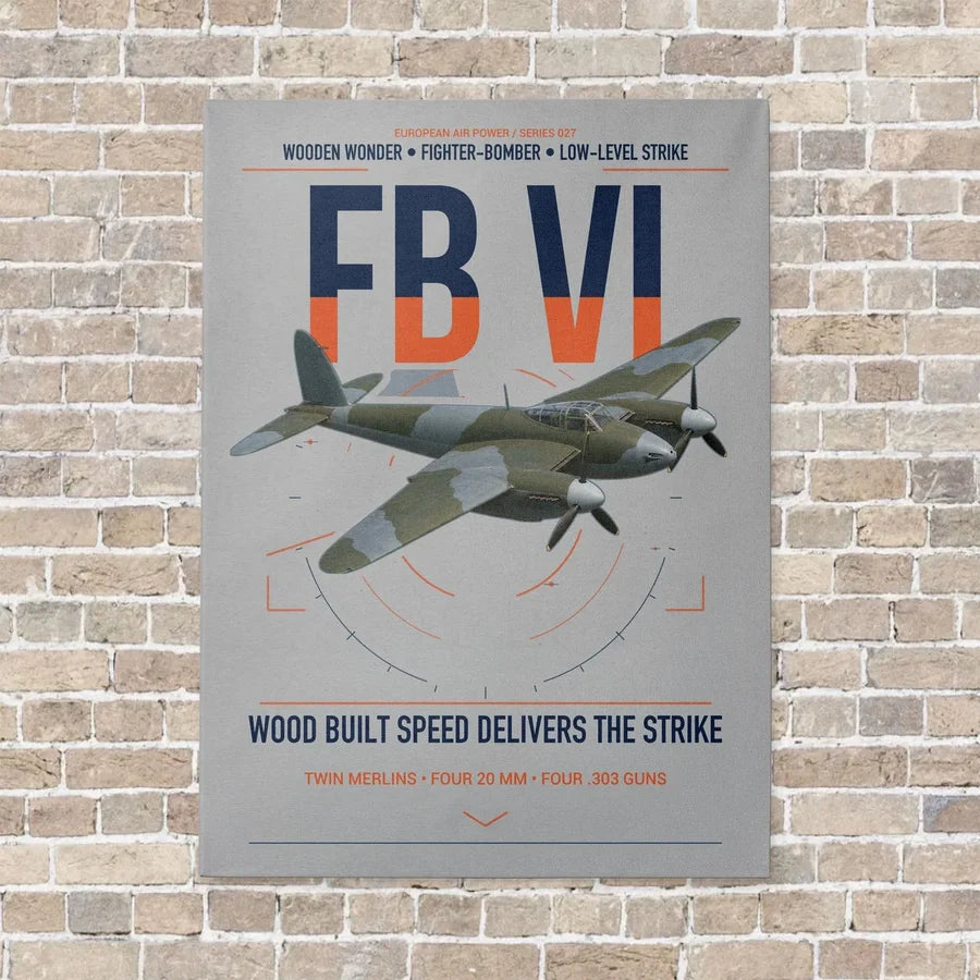 de Havilland Mosquito FB VI vertical canvas print - no frame - light gray background