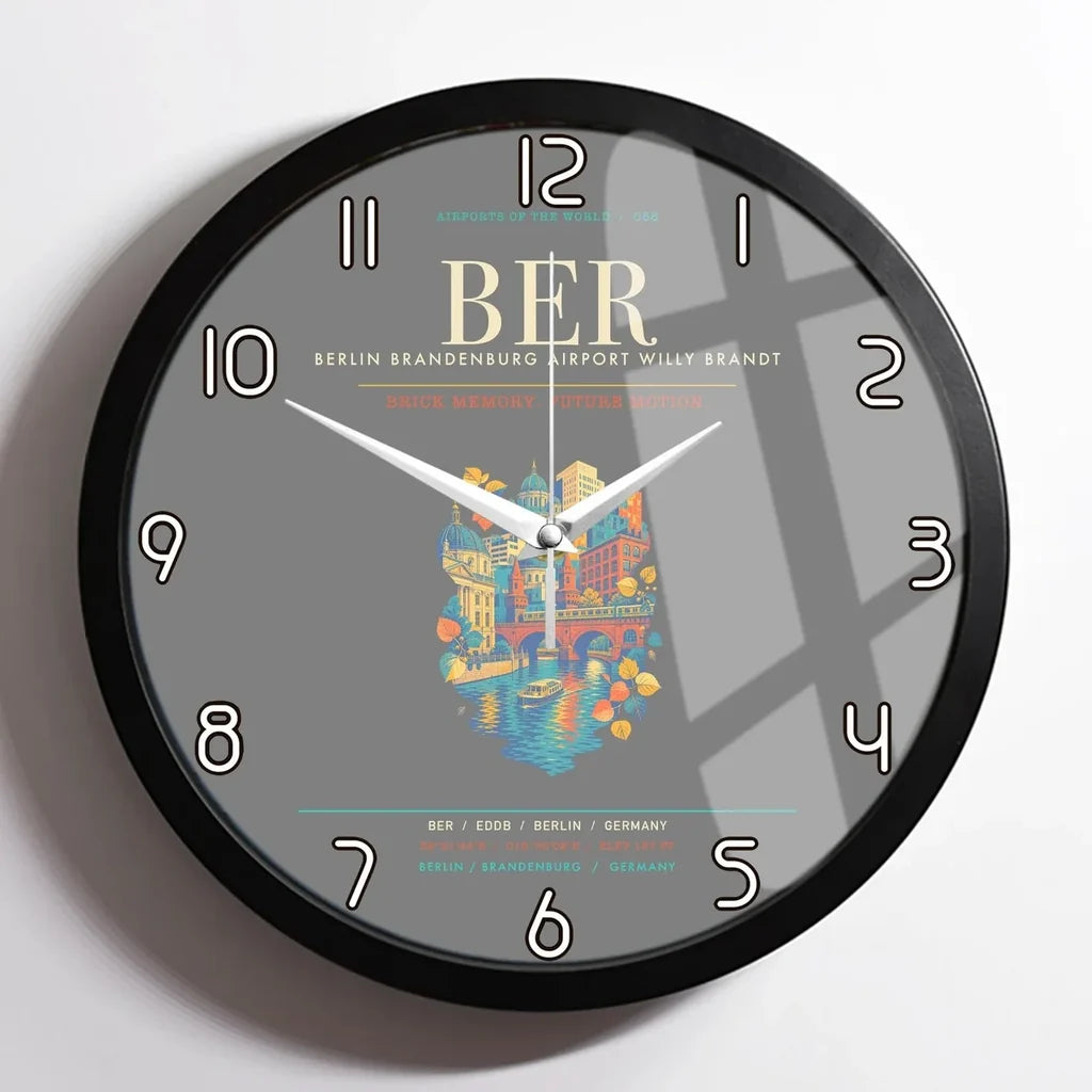 Berlin Brandenburg Airport Willy Brandt BER Wall-Clock Framed - Gray