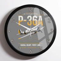 Thumbnail for P-36A Hawk design on gray framed wall clock