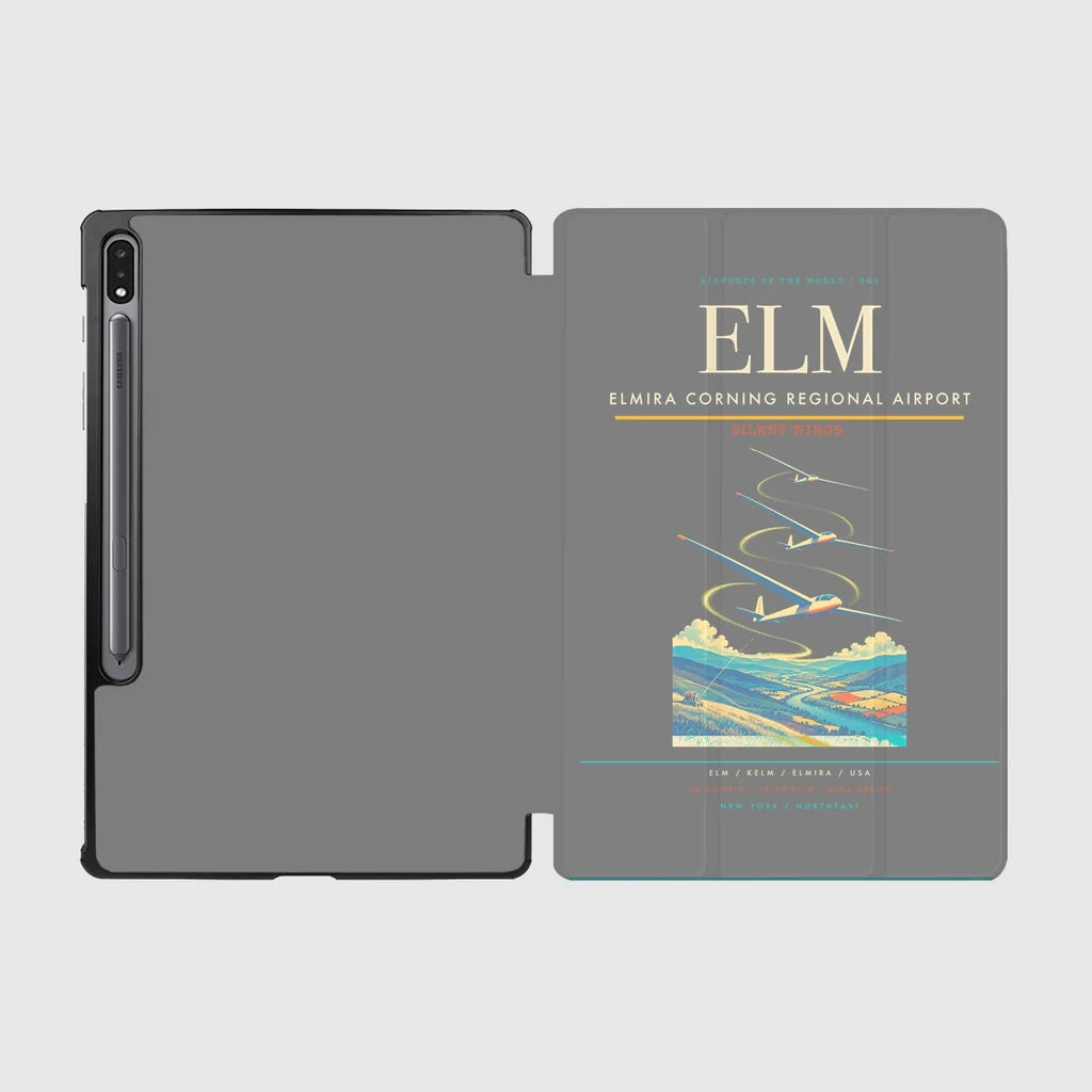Elmira Corning Regional Airport (ELM) design on gray samsung tablet tablet case