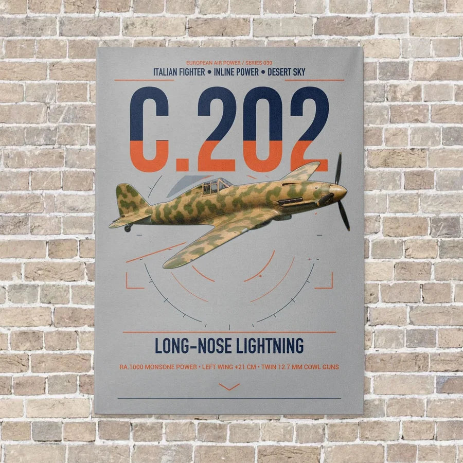Macchi C.202 Folgore vertical canvas print - no frame - light gray background