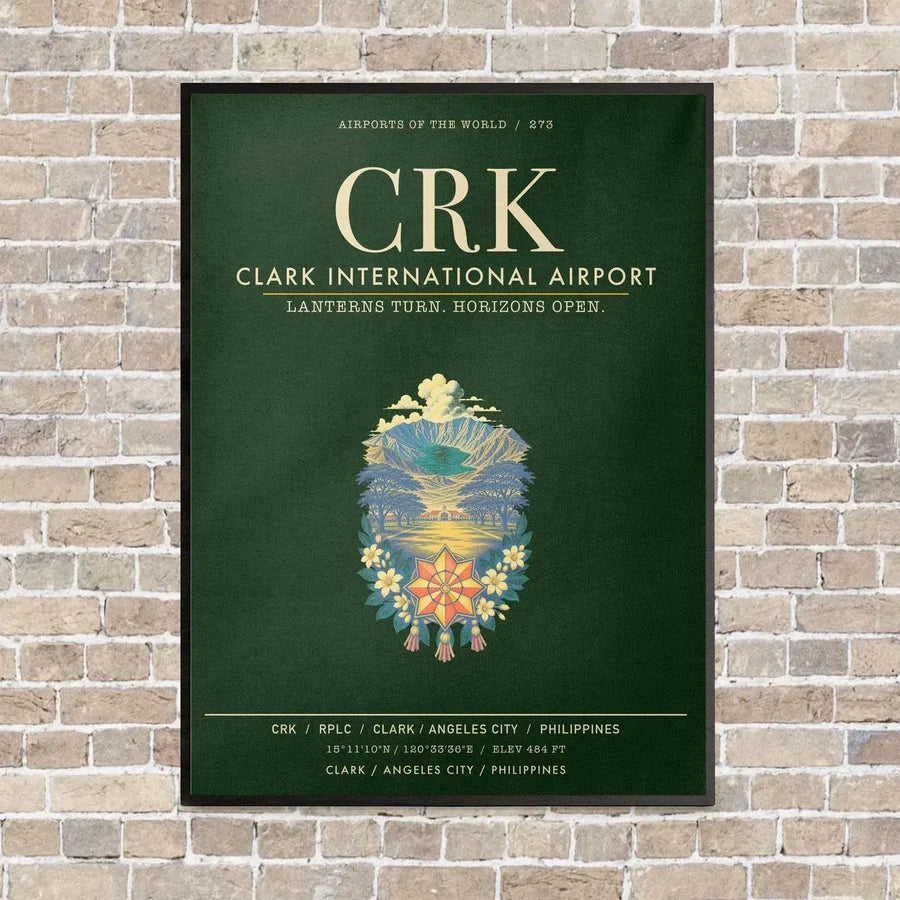 Clark International Airport CRK - Canvas Framed - Dark Green