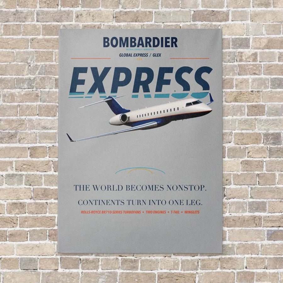 Bombardier Global Express vertical canvas print - no frame - light gray background